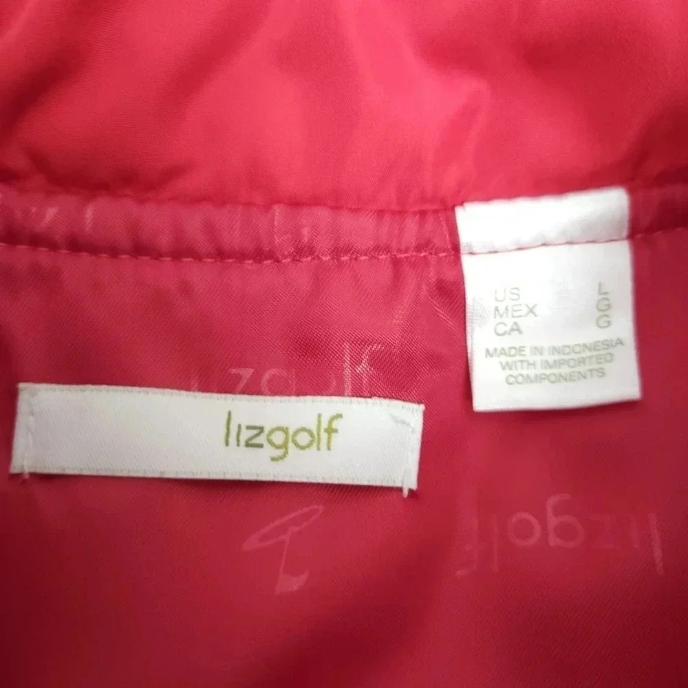 Liz Golf Vest Pink Quilted Sleeveless Snap Button Lightweight